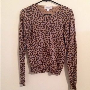 CASUAL CORNER leopard print blend cardigan